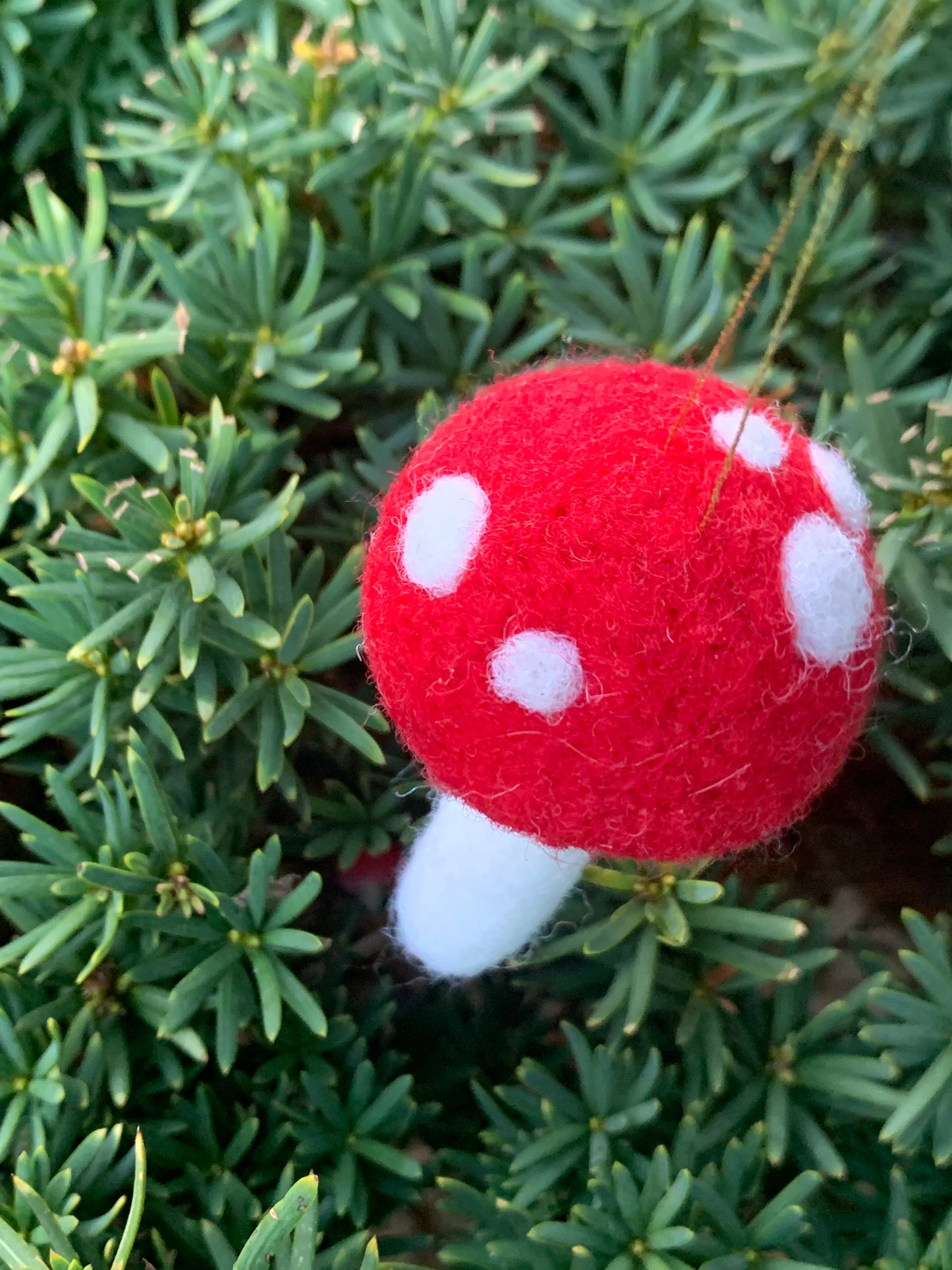 Small Spotted Red Mushroom Felted Ornament