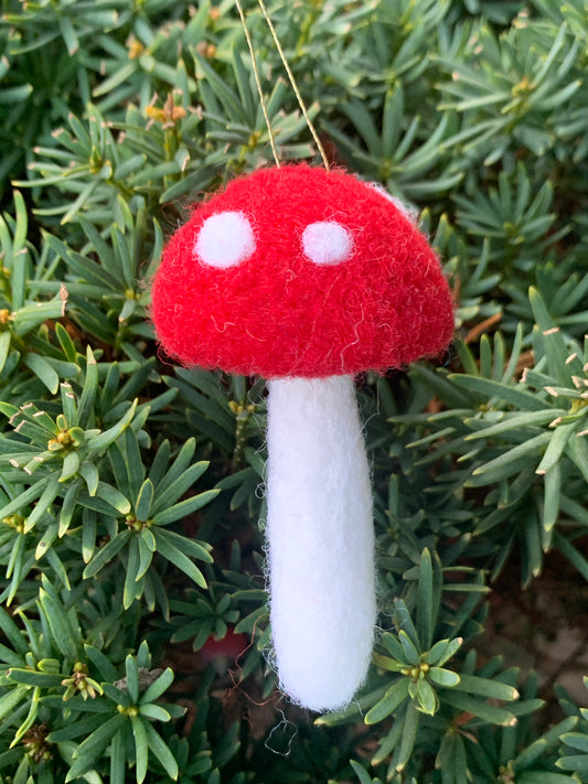 Small Spotted Red Mushroom Felted Ornament