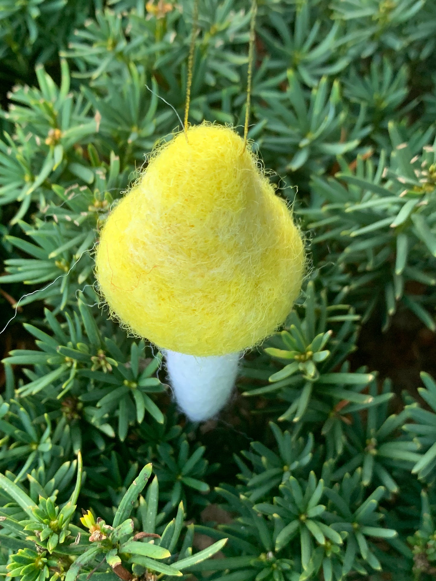 Yellow Mushroom Felted Ornament
