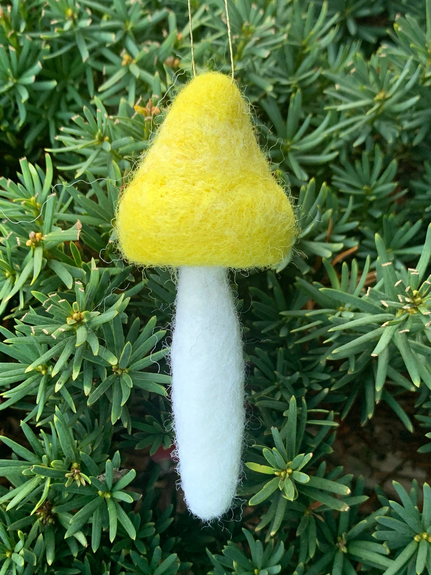 Yellow Mushroom Felted Ornament