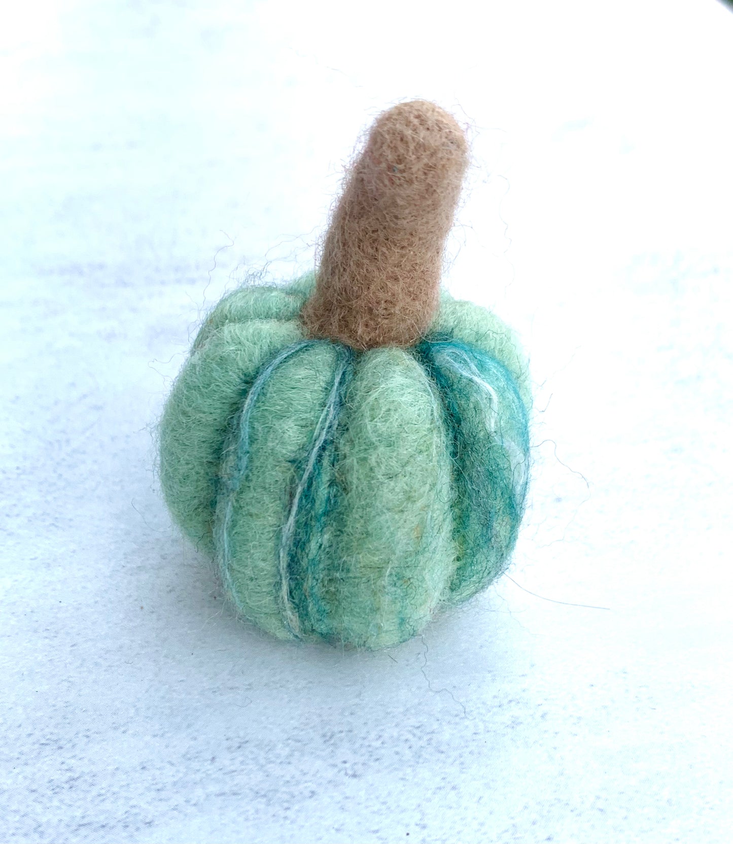 Small Felted Green Pumpkin