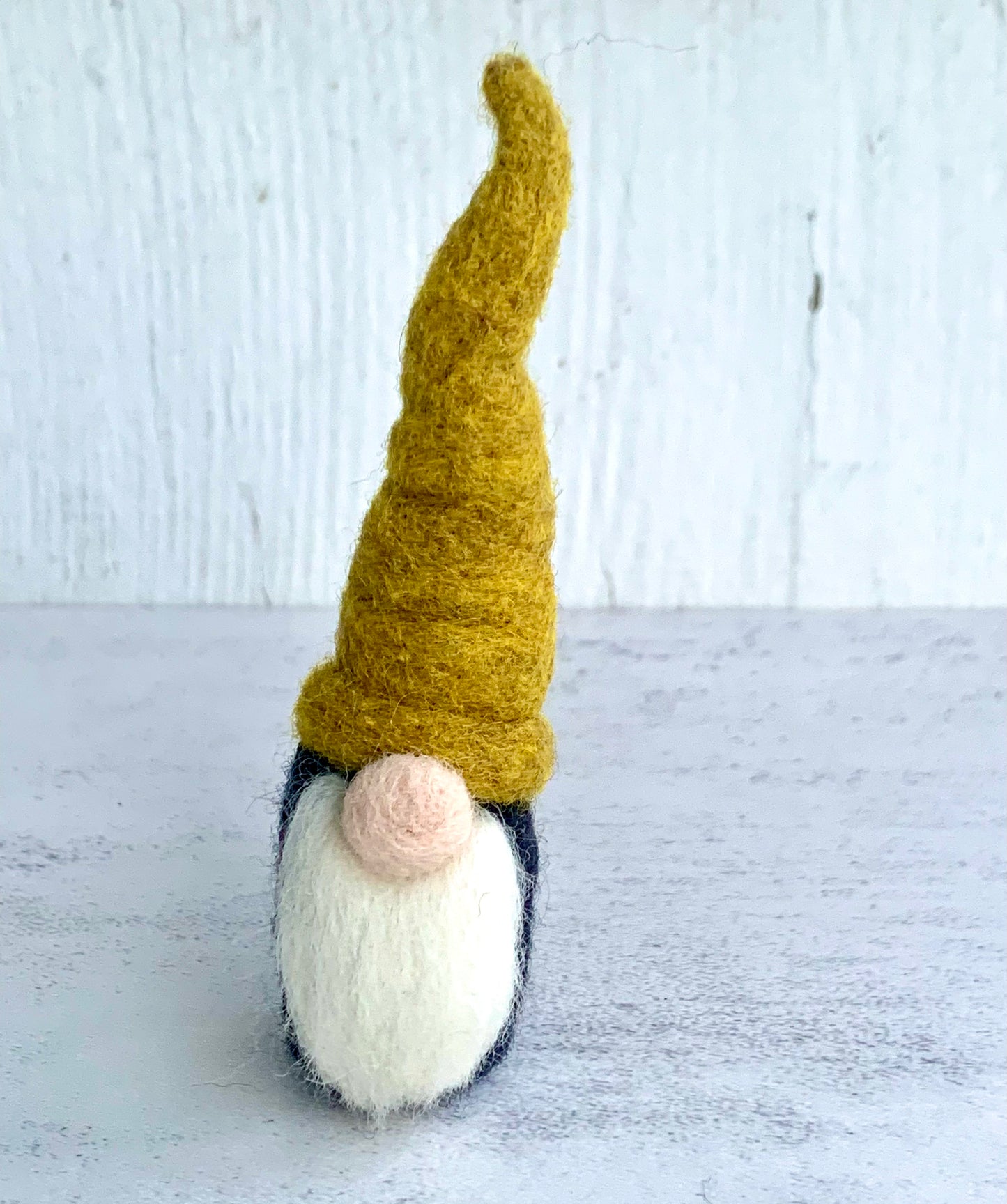 Felted Tomte Gnome with Mustard Yellow Hat