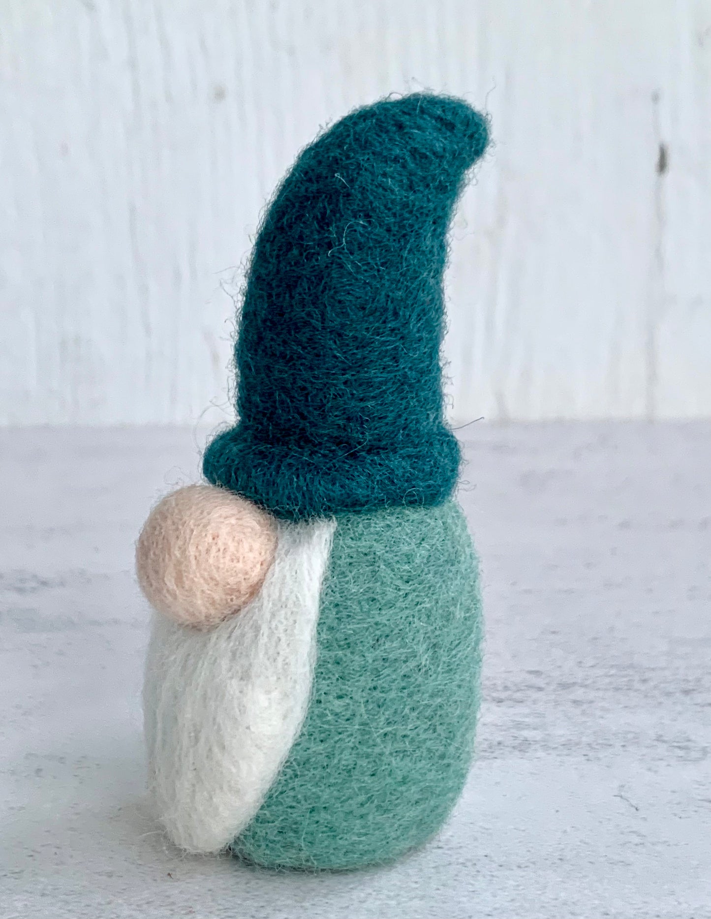 Felted Tomte Gnome with Dark Teal Hat