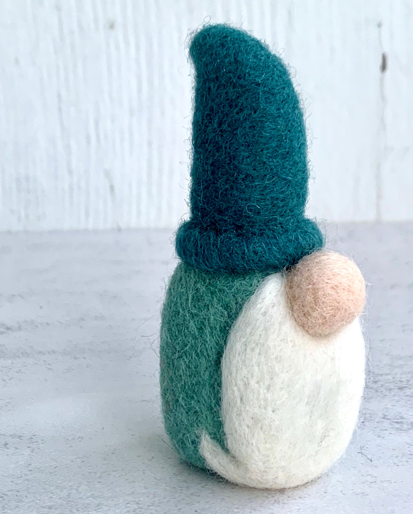 Felted Tomte Gnome with Dark Teal Hat