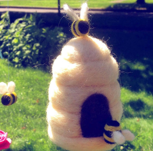 Needle Felted Beehive Mobile Virtual Class