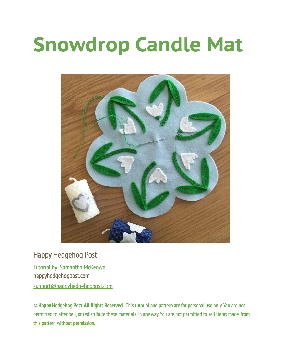 Snowdrop Candle Mat PDF Pattern